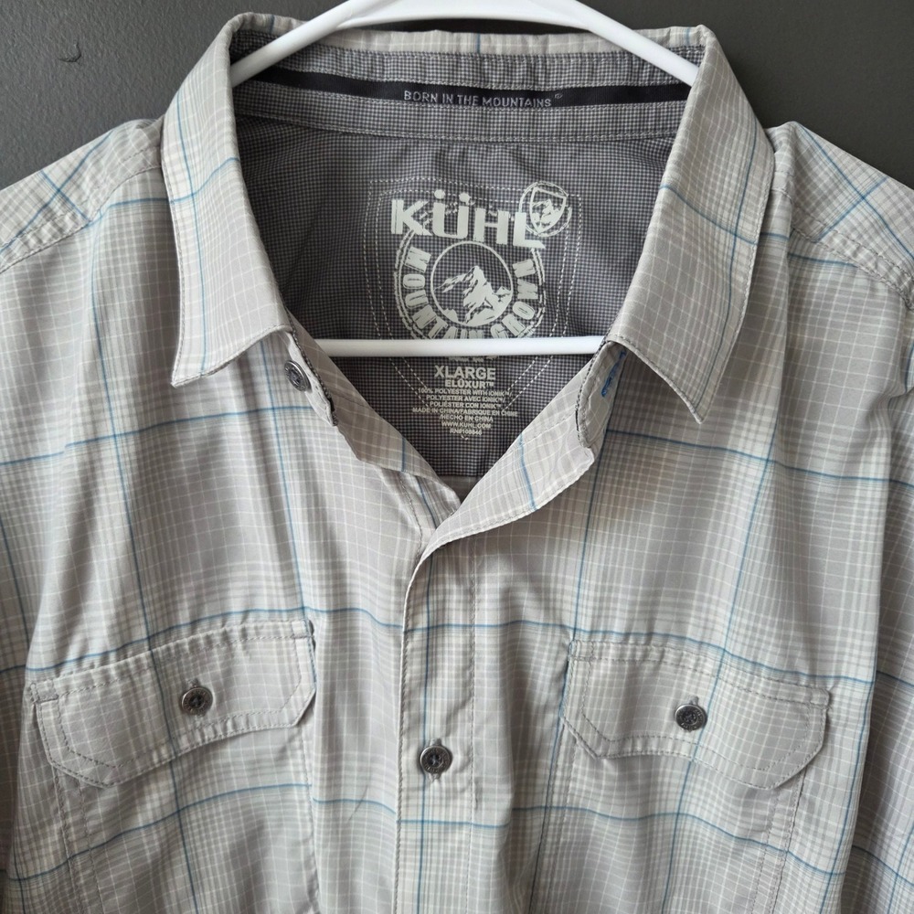 KUHL Eluxur‎ Mens XL Plaid Short Sleeve Button Up Shirt Lightweight Outdoor - Picture 4 of 11